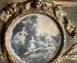 Miroir trumeau en bois et stuc doré à dé