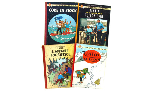TINTIN - 4 BD rigides, état d'usage