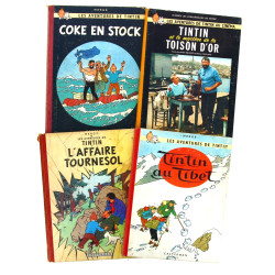 TINTIN - 4 BD rigides, état d'usage