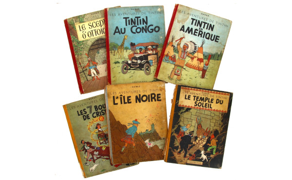 TINTIN - 6 BD anciennes dont l'Ile noire