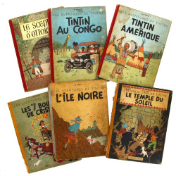 TINTIN - 6 BD anciennes dont l'Ile noire