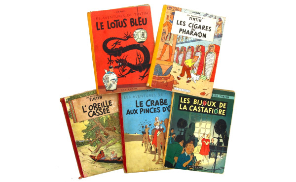 TINTIN - 5 BD anciennes en état d'usage 