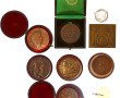 7 médailles anciennes en bronze à patine