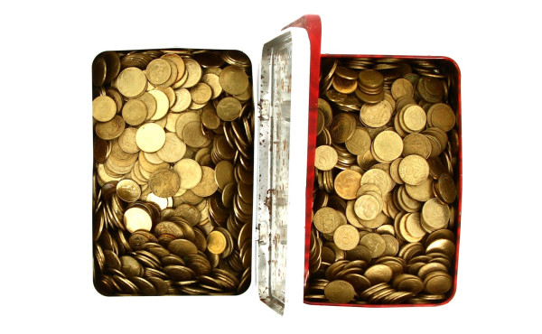 2 boites garnies de pièces de centimes d