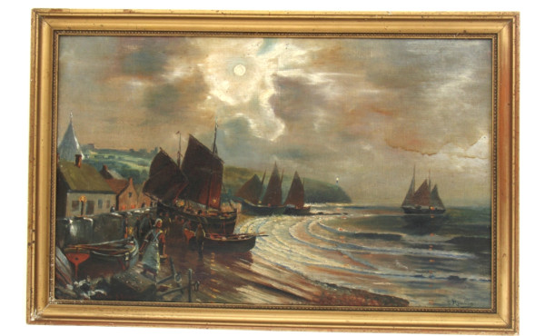 E.MOSCHLEN (XIXè-Xxè) "Retour de pêche",