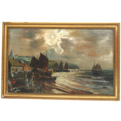 E.MOSCHLEN (XIXè-Xxè) "Retour de pêche",