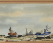JJ Borgne "Bateaux à sec" encre et aquar