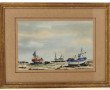 JJ Borgne "Bateaux à sec" encre et aquar