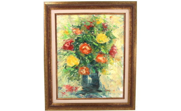 Ecole fin Xxème "Bouquet de fleurs color