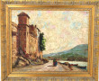 R.U. RINALDI (Xxème) "Paysage animé au c