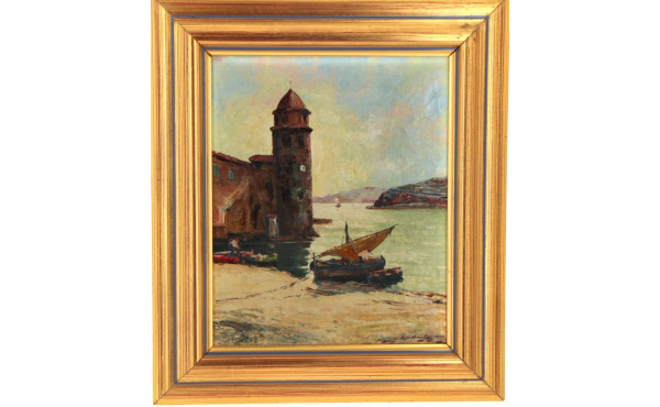 R.U. RINALDI (Xxème) "Collioure, le cloc
