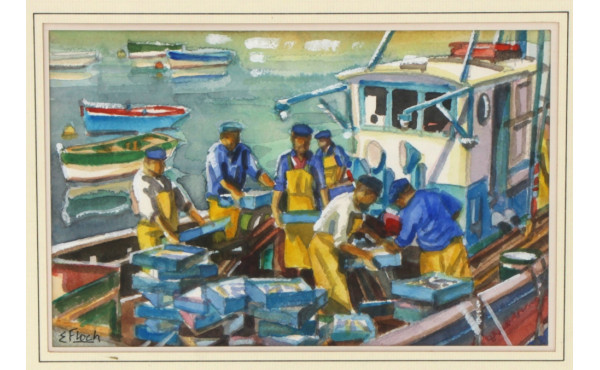 Eric FLOCH (1956-2013) "Retour de pêche"