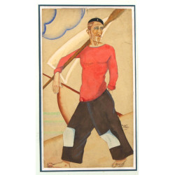 "Portrait de marin à la rame" dessin réh