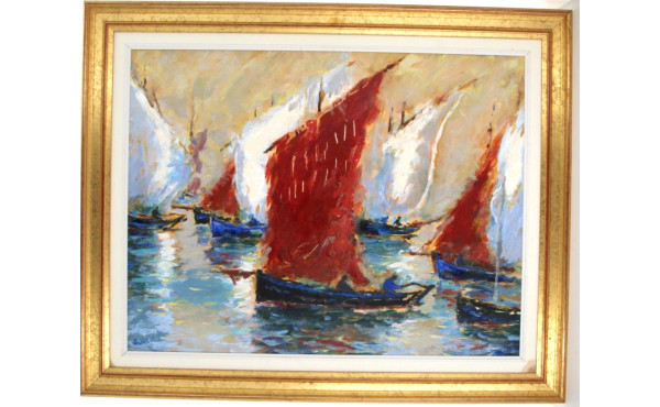 Marcel QUINTIN (Xxème) "Marine aux voile