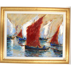 Marcel QUINTIN (Xxème) "Marine aux voile