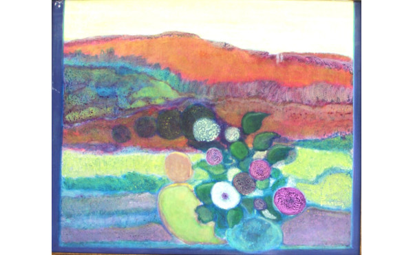 PERNES (Xxème) "Bouquet de fleurs devant