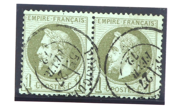 FRANCE - Paire de TP n°25 oblitéré cache