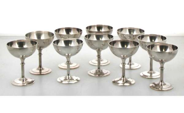 CHRISTOFLE - 10 coupes à glace en métal 