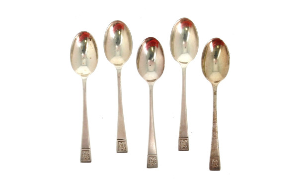 5 cuillères à moka en argent anglais, po