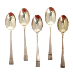 5 cuillères à moka en argent anglais, po