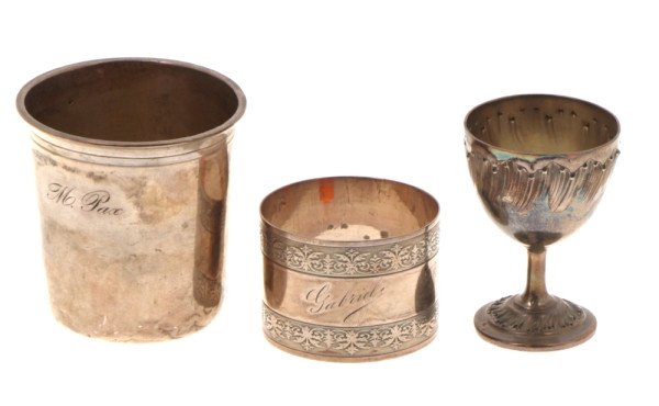 Lot de 3 pièces en argent, poinçon miner
