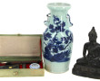 CHINE - Lot comprenant un vase en porcel