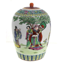 CHINE Xxème - Potiche en porcelaine à dé
