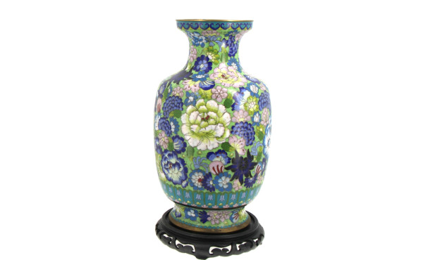 CHINE Xxème - Vase en cloisonné à décor 