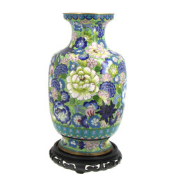CHINE Xxème - Vase en cloisonné à décor 