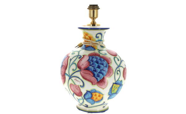 Grande lampe boule en céramisue à décor 