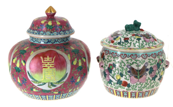 CHINE Fin Xxème - Potiche couvert et pot