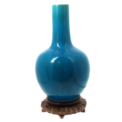 CHINE - Vase bouteille en céramique turq