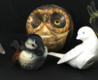 Lot de 7 petits oiseaux en verre, pierre