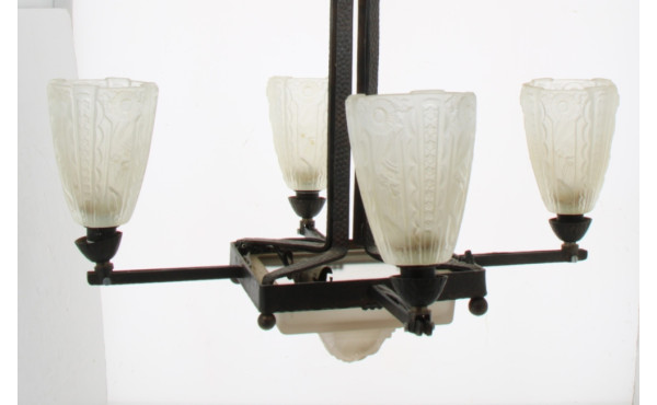 Suspension style ART DECO à 4 bras de lu