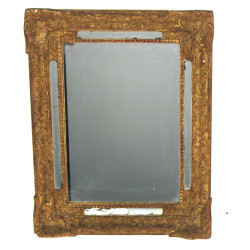 Petit miroir ancien en bois et stuc à dé