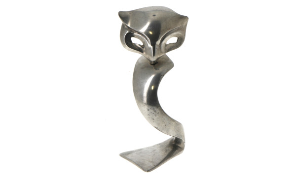 CHOUETTE stylisée, sculpture en étain, H