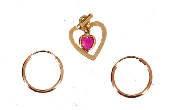 Pendentif cœur en or jaune 750ème, poinç