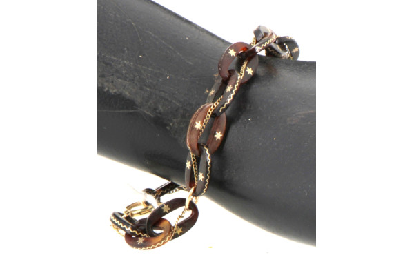 Bracelet fin XIXème à maillons en gutta-