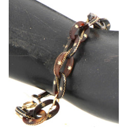 Bracelet fin XIXème à maillons en gutta-