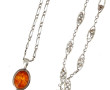 Pendentif en argent et ambre, sur chaîne