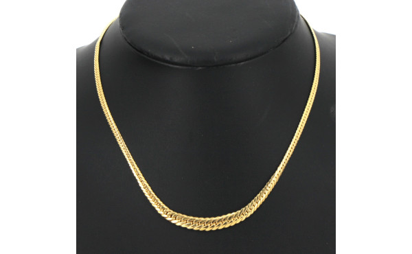 Collier maille plate en chute en or 18 c