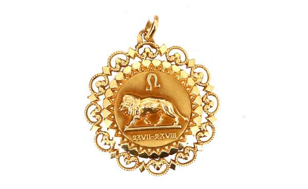 Pendentif signe "lion" en or 18 cts, poi