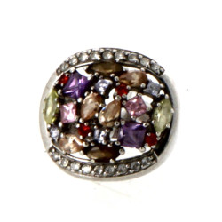 Bague jonc en argent sertie de strass de