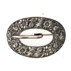 Boucle broche en argent à décor floral, 