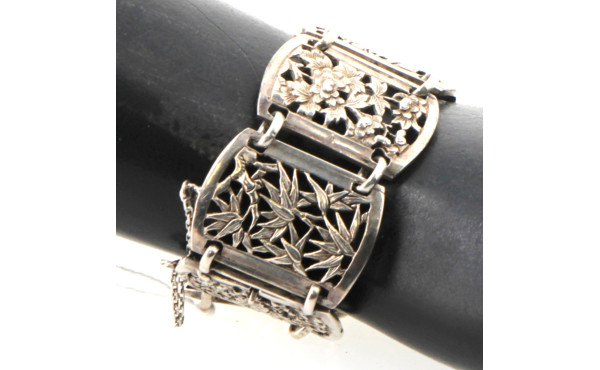 Bracelet en argent, plaques articulées e