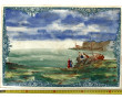 Plaque en faïence fine à décor d'un bord