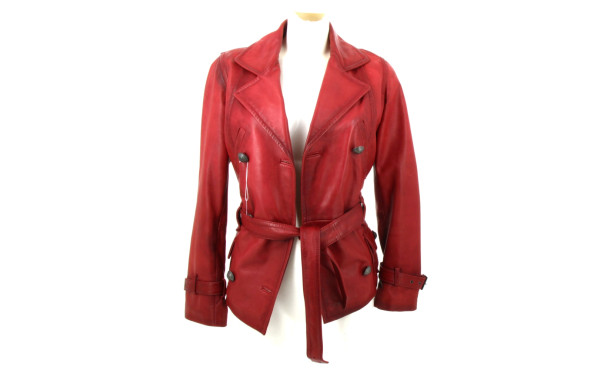 HEINE - Veste de dame en cuir rouge, cei