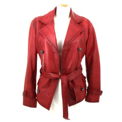 HEINE - Veste de dame en cuir rouge, cei