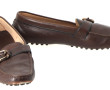 TODDS - Paire de mocassins en cuir brun,