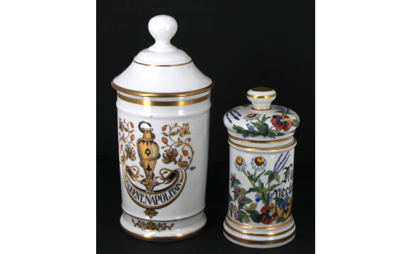 2 pots à pharmacie modernes en porcelain